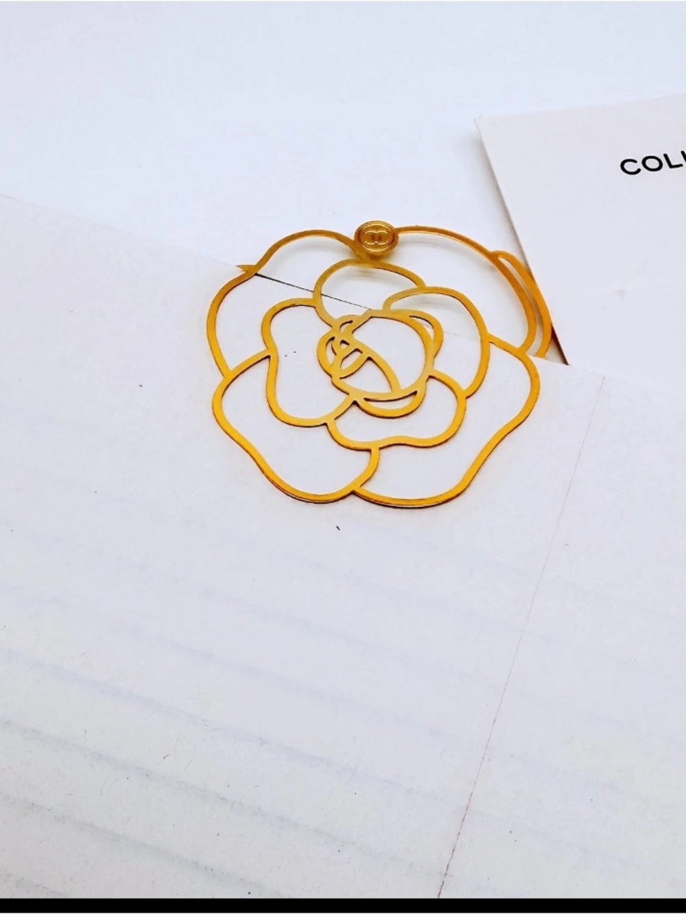 Chanel Camellia Gold Wire Bookcharm Page Clip